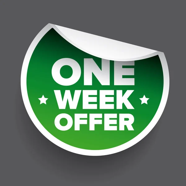 One Week Offer label green vector — Stock Vector