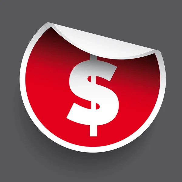 Dólar estadounidense etiqueta roja icono web — Vector de stock