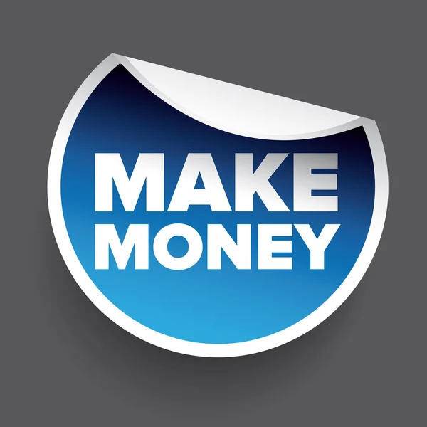 Make money label round blue — Stock Vector