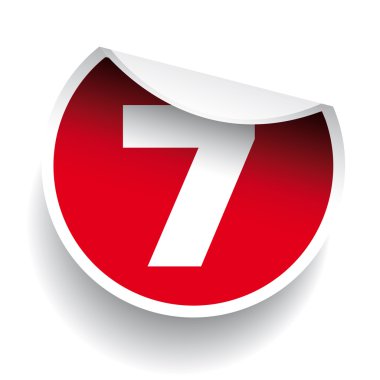 Yedi numaralı sopa vektör etiket kırmızı