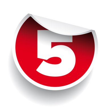 Beş numaralı etiket vektör etiket kırmızı