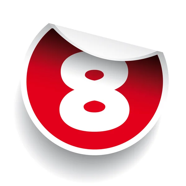 Numero otto adesivo etichetta vettoriale rosso — Vettoriale Stock