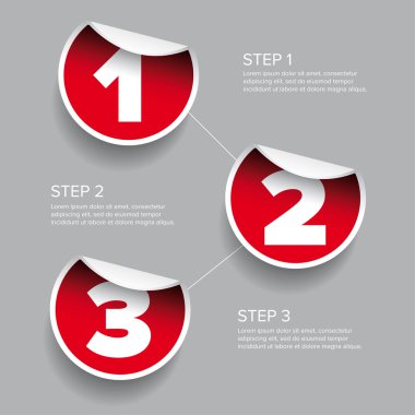 Bir iki üç - ilerleme adımları vektör etiket