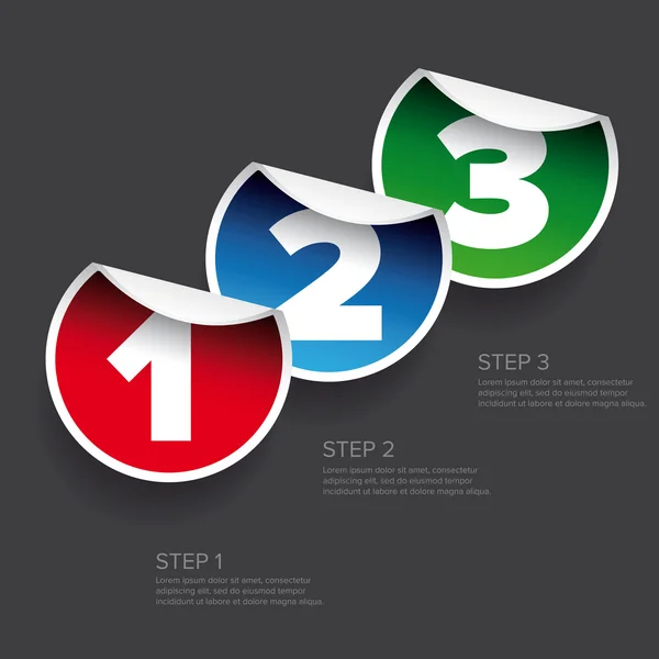 One two three - progress steps vector sticker — Stock Vector