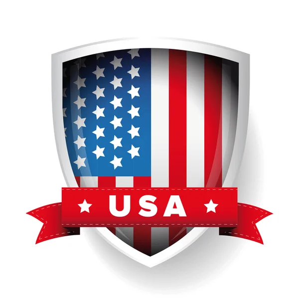 ΗΠΑ σημαία ασπίδα και κορδέλα διάνυσμα — Διανυσματικό Αρχείο
