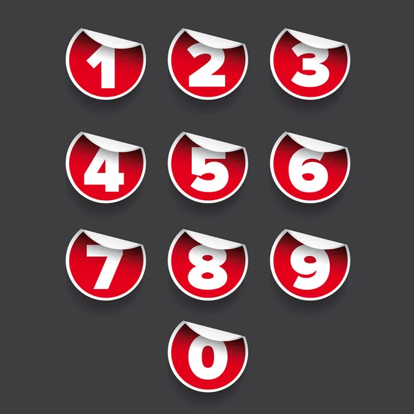 Number set red label vector — Stock Vector