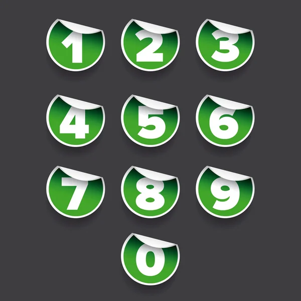 Numer wektor zestaw zielony etykiety — Wektor stockowy