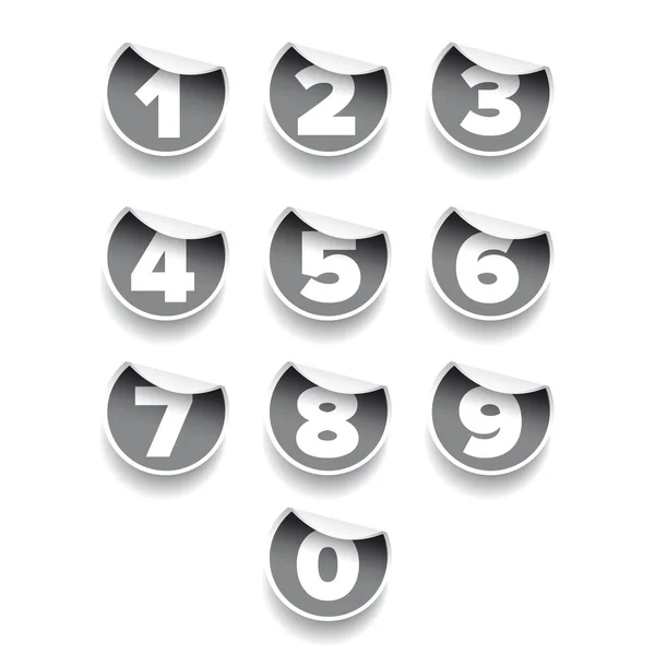 Ensemble de nombres vecteur d'étiquettes grises — Image vectorielle