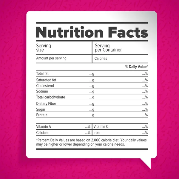 Factos nutricionais lettering rótulo —  Vetores de Stock