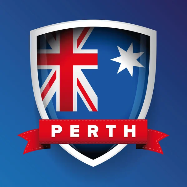 Perth e Austrália escudo bandeira — Vetor de Stock