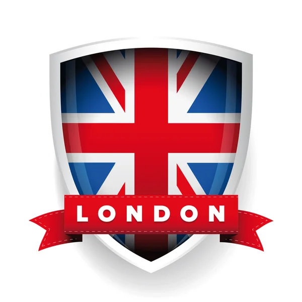 London och Storbritannien flagga sköld — Stock vektor