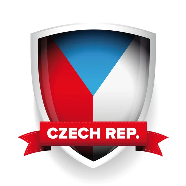 チェコ共和国旗の盾 — ストックベクタ