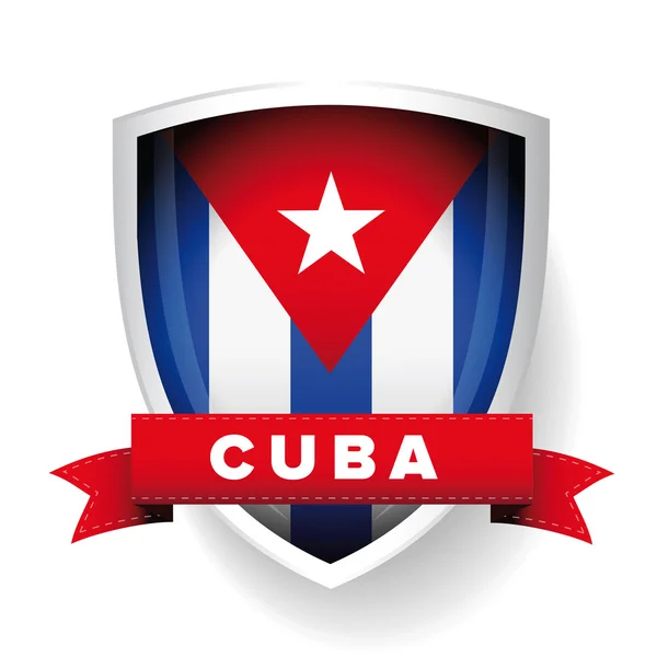 Cuba flag vector shield — Stock Vector