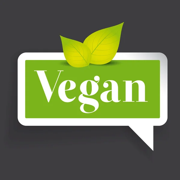 Vegan label vector green with leaf — Stock Vector