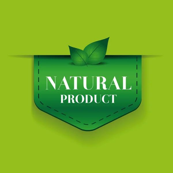 Natural product ribbon vector green — Stock Vector