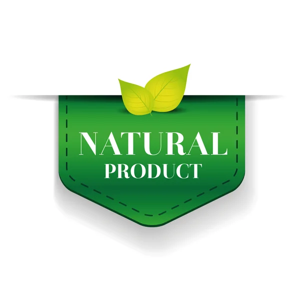 Natural product ribbon vector green — Stock Vector