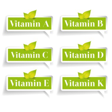 Vitamins label set vector clipart