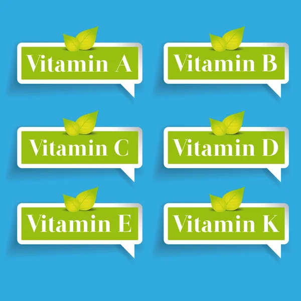 Vektor set label vitamin - Stok Vektor