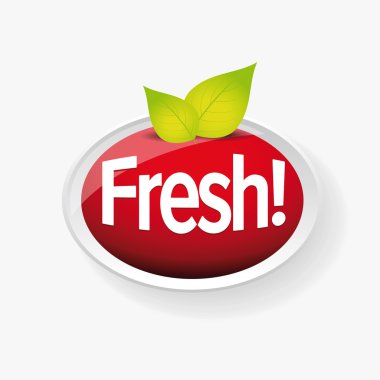 Taze etiket vektör yaprak ile kırmızı