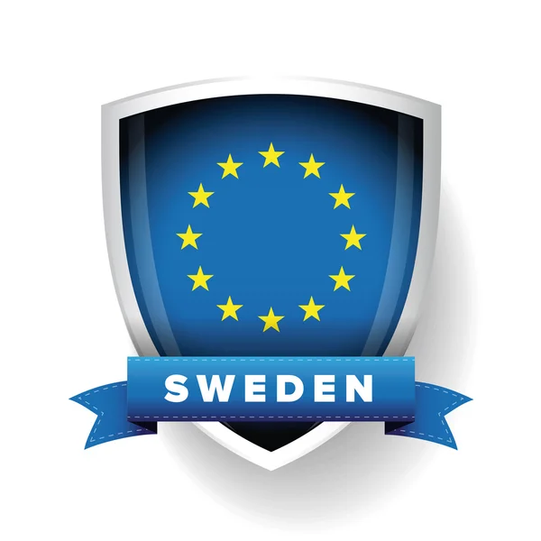 Suecia - Escudo vectorial de bandera de la UE — Vector de stock