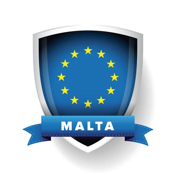 Malta - AB üye bayrak kalkan vektör — Stok Vektör