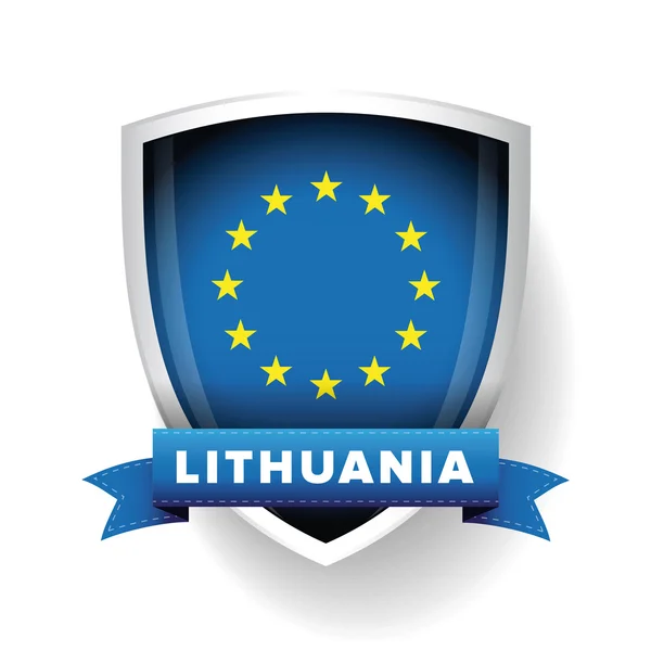 立陶宛-欧盟成员国旗帜矢量盾 — 图库矢量图片