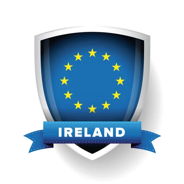 爱尔兰-欧盟成员国旗帜矢量盾 — 图库矢量图片
