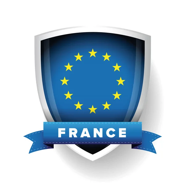 France - Bouclier vectoriel drapeau membre de l'UE — Image vectorielle