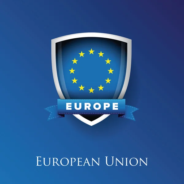 ΕΕ - Ευρωπαϊκή Ένωση σημαία και ασπίδα — Διανυσματικό Αρχείο