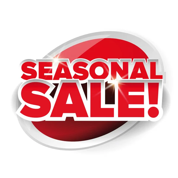 Seasonal sale button vector red lettering — Stock Vector