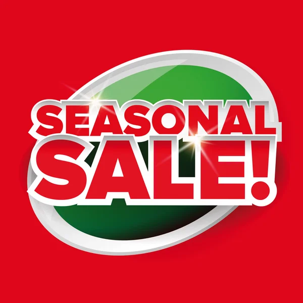 Seasonal sale button vector red lettering — Stock Vector