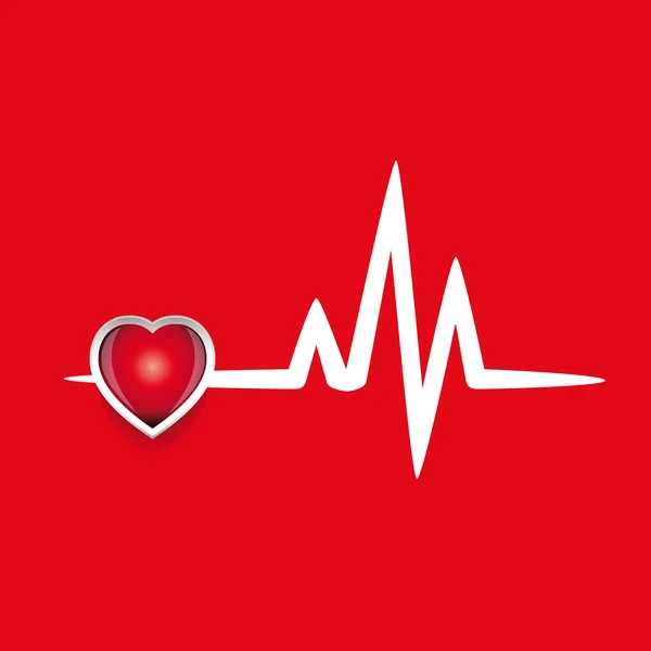 Cardiograma e vetor cardíaco vermelho — Vetor de Stock