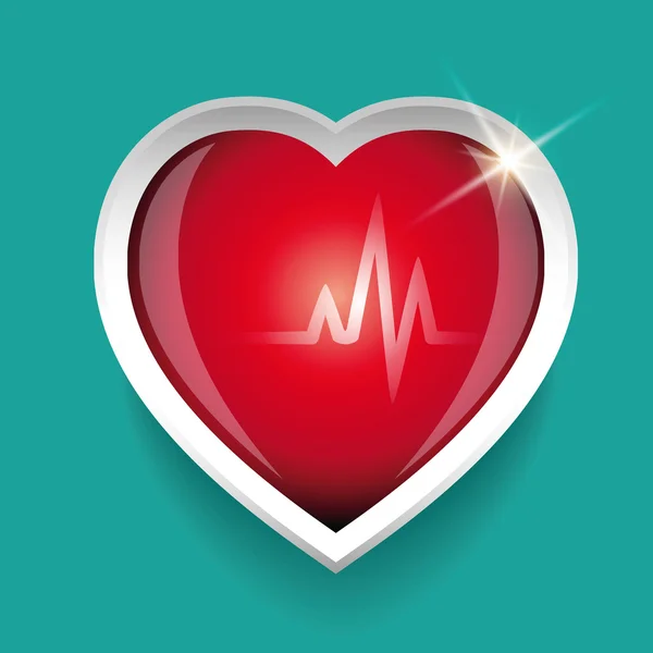 Cardiograma e vetor cardíaco vermelho — Vetor de Stock