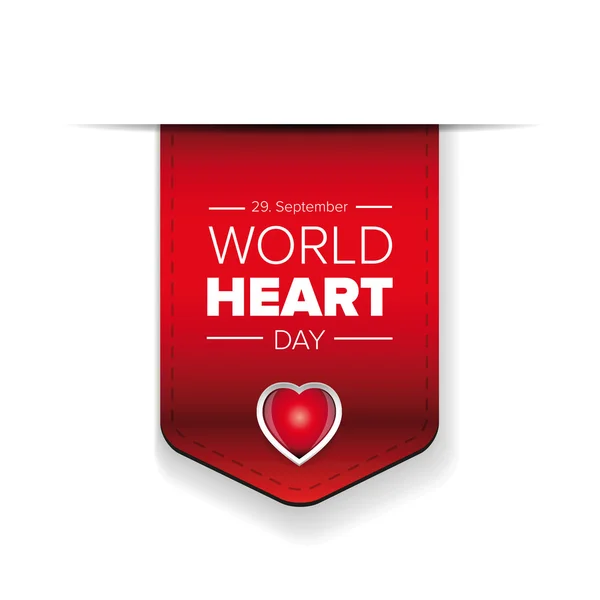Ruban vectoriel Journée mondiale du cœur — Image vectorielle