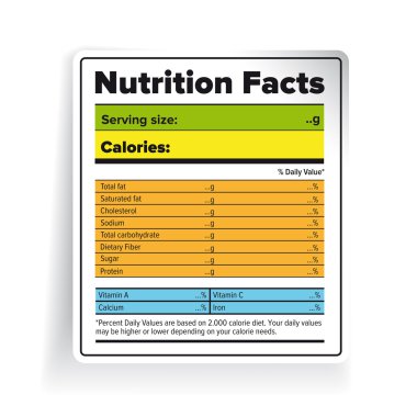 Nutrition Facts label vector color