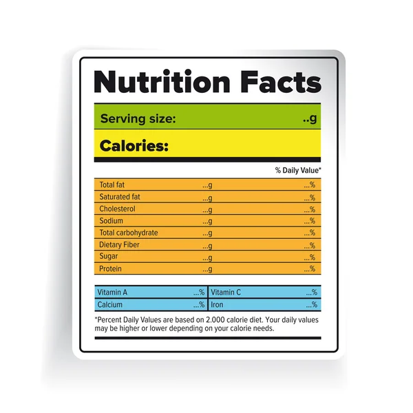 Nutrizione Fatti etichetta vettoriale colore — Vettoriale Stock