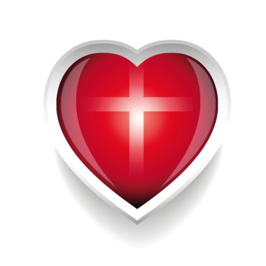 Kalp ile kilise logo şablonu çapraz