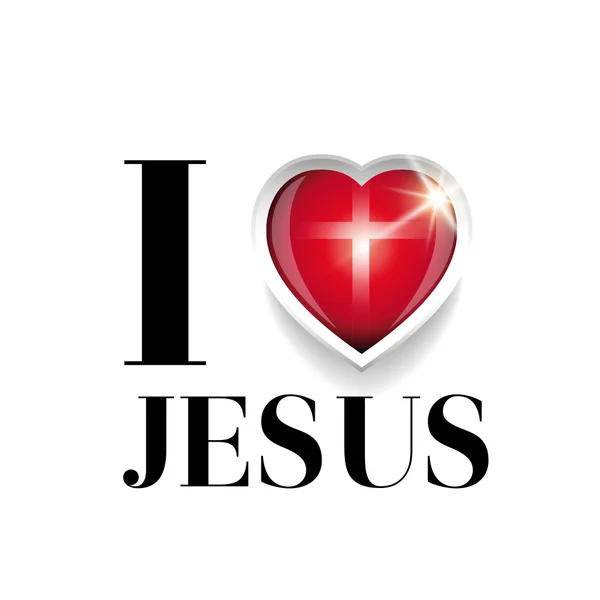 I love Jesus vector with cross — Stock Vector