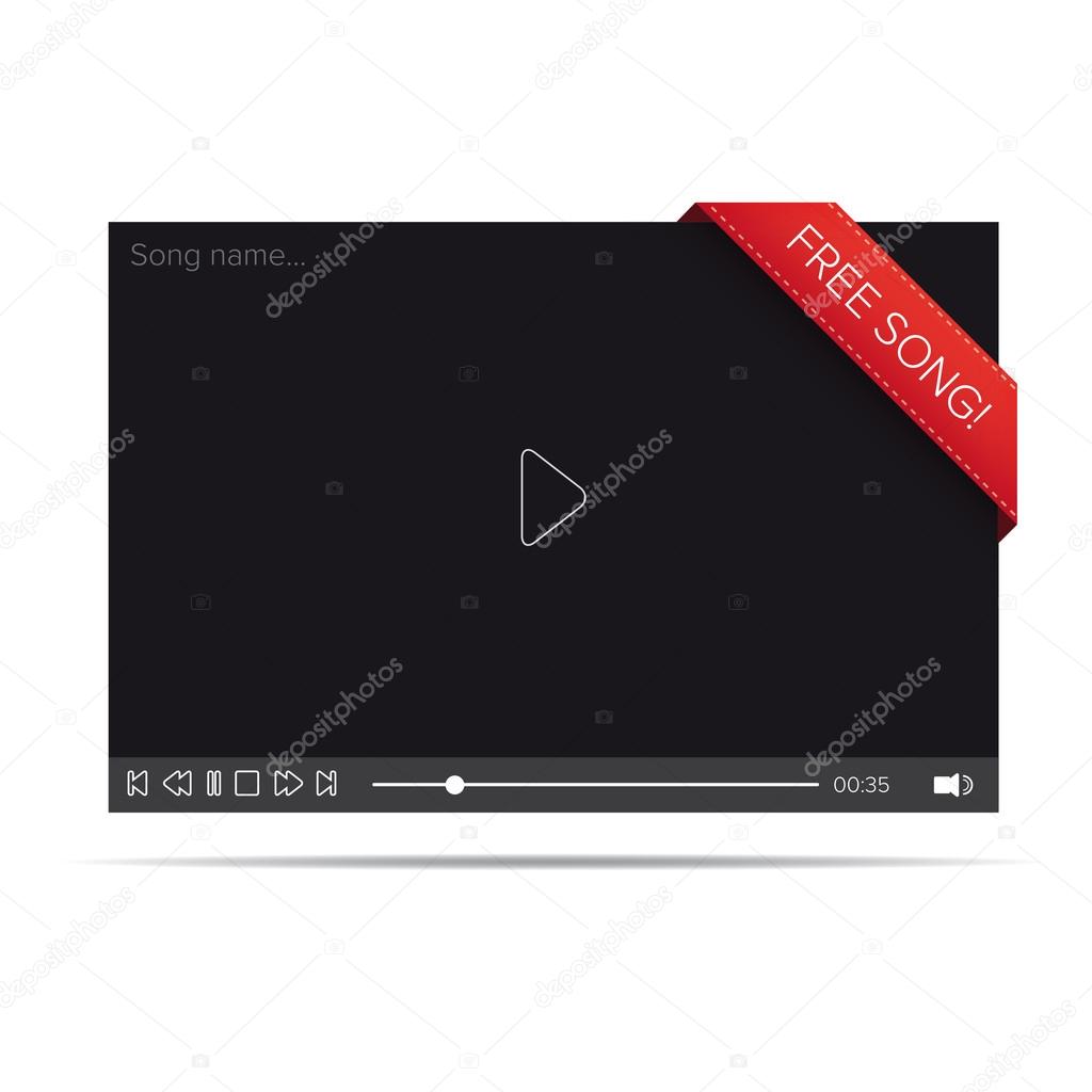 Flat video player for web and mobile apps with free song notific