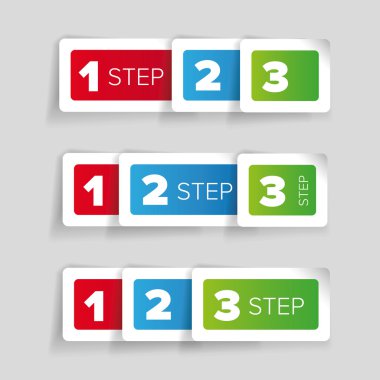 Bir iki üç - ilerleme adımları vektör etiket