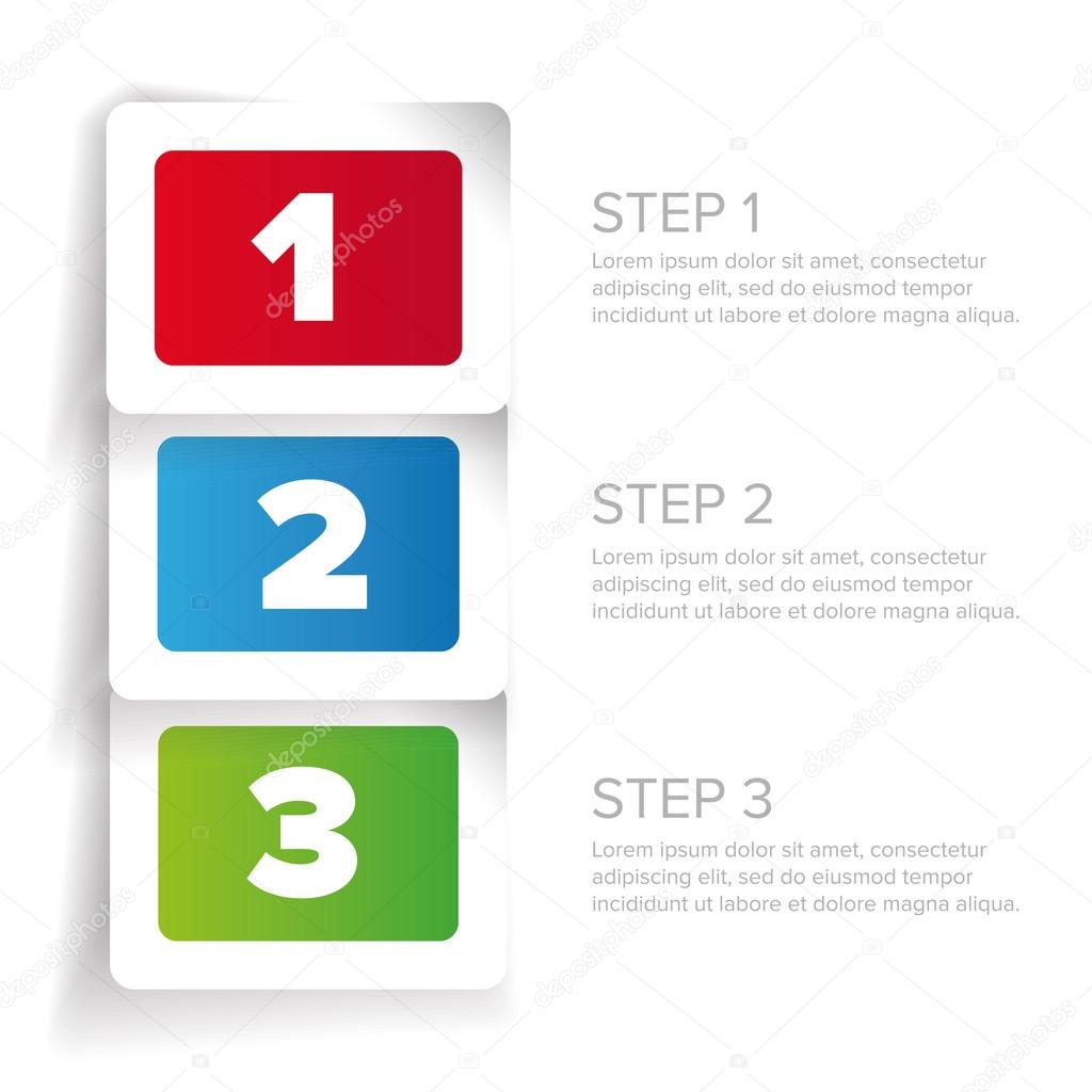 One two three - progress steps vector label