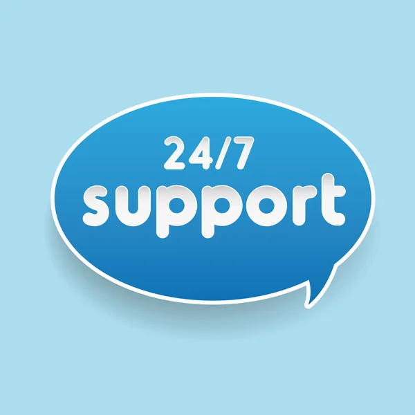 Blue 24 / 7 Support label speech bubble — стоковый вектор