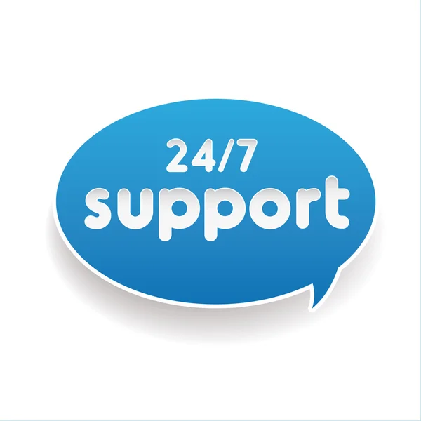 Blue 24 / 7 support label speech bubble — Stockvektor