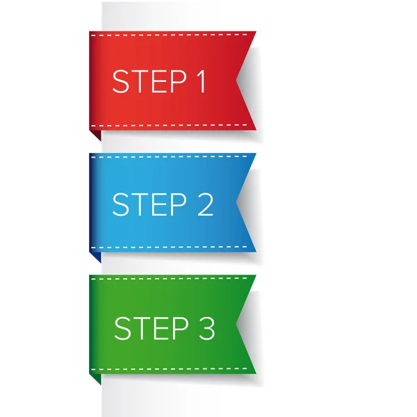 Passo um dois três fita marcador - vector progresso — Vetor de Stock
