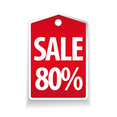 Satış % 80'i pricetag kırmızı vektör