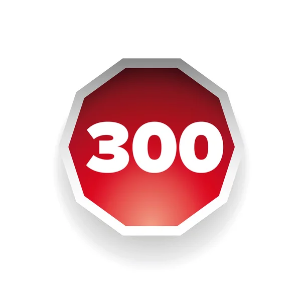 Nummer drie honderd vector label rood — Stockvector