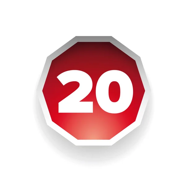 Number twenty vector label red — Stock Vector