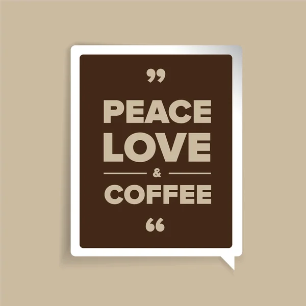 Paz, amor, letras vectoriais café — Vetor de Stock