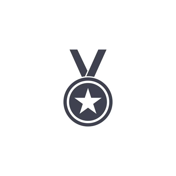 Черная Медаль Иллюстрация Вектора Символов Медали Изолирована Белом Фоне Вывеска — стоковый вектор