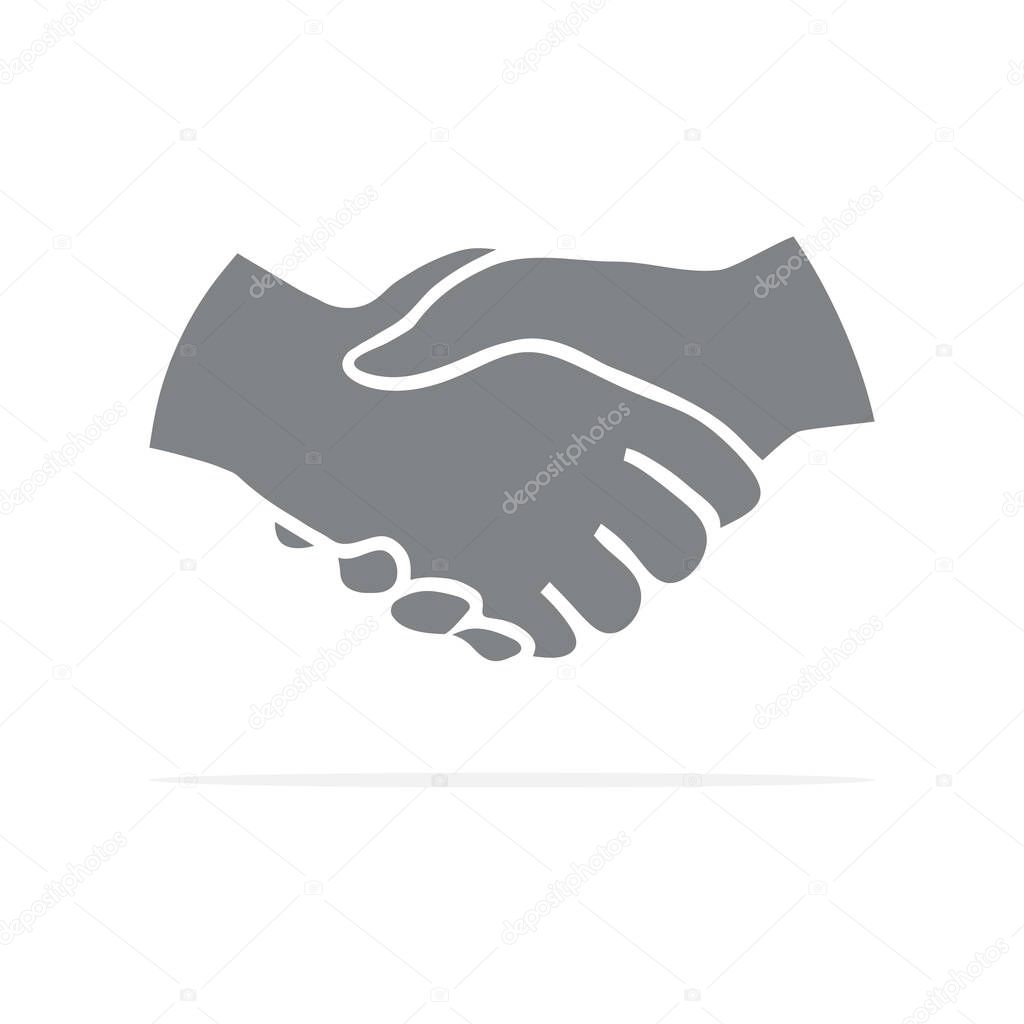 Handshake icon. Black arms gesture silhouette. Business agreement concept. Vector illustration isolated on white.